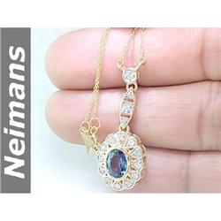 Vintage 1.25 ct Ceylon Sapphire & Diamond Ring 14k Gold