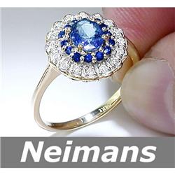 Certified 1.25 ct Ceylon Sapphire & Diamond Ring 14kt