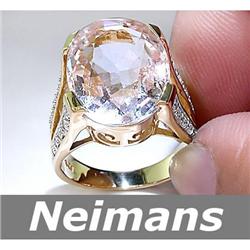 Certified 12.00 ct Morganite & Diamond Ring 14kt Gold