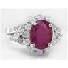 Image 1 : Gem Certified 4.00 ct Ruby & VS Diamond Ring 14kt Gold