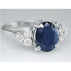 Genuine 3.50 ct Sapphire & VS Diamond Ring Certified