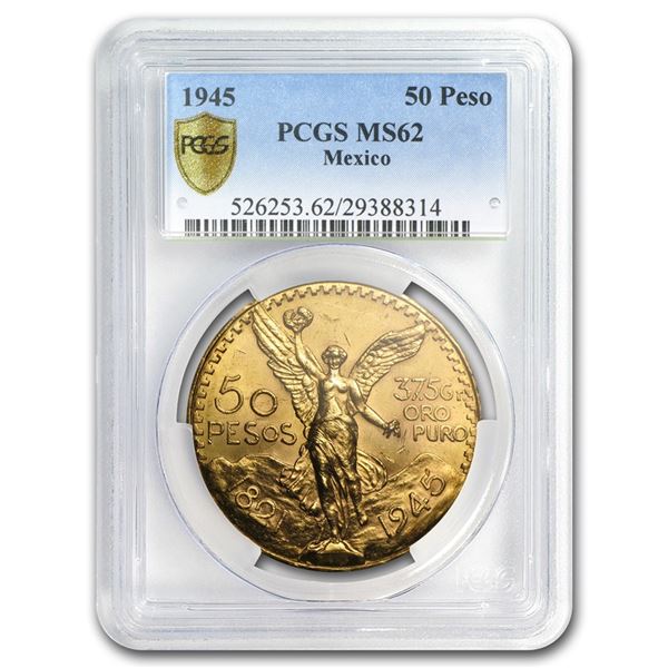 1945 Mexico Gold 50 Pesos MS-62 PCGS