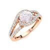 Image 2 : Natural 1.27 CTW Rose Quartz & Diamond Engagement Ring 18K Rose Gold