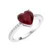 Image 2 : Natural 0.84 CTW Ruby & Diamond Engagement Ring 18K White Gold