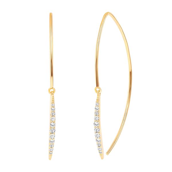 Natural 0.17 CTW Diamond Hoop Earrings 18KT Yellow Gold