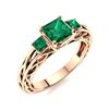 Image 2 : Natural 1.22 CTW Emerald Solitaire Ring 18K Rose Gold