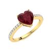 Image 2 : Natural 0.84 CTW Ruby & Diamond Engagement Ring 18K Yellow Gold