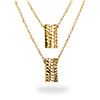 Image 1 : 14k Gold Polished Diamond-Cut Rectangle Necklace