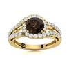 Image 1 : Natural 1.26 CTW Smoky Quartz & Diamond Engagement Ring 14K Yellow Gold