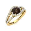 Image 2 : Natural 1.26 CTW Smoky Quartz & Diamond Engagement Ring 14K Yellow Gold