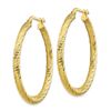 Image 2 : 10k Yellow Gold Diamond-cut Round Hoop Earrings - 30 mm