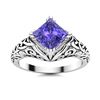 Image 1 : Natural 1.03 CTW Tanzanite Solitaire Ring 18K White Gold