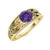 Image 2 : Natural 1.22 CTW Amethyst Solitaire Ring 18K Yellow Gold