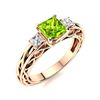 Image 2 : Natural 0.86 CTW Peridot & Diamond Engagement Ring 18K Rose Gold