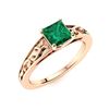 Image 2 : Natural 1.12 CTW Emerald Solitaire Ring 18K Rose Gold