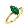 Image 2 : Natural 0.2 CTW Emerald Solitaire Ring 18K Yellow Gold