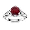 Image 1 : Natural 2.39 CTW Ruby & Diamond Engagement Ring 18K White Gold
