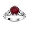 Image 1 : Natural 2.39 CTW Ruby & Diamond Engagement Ring 18K White Gold