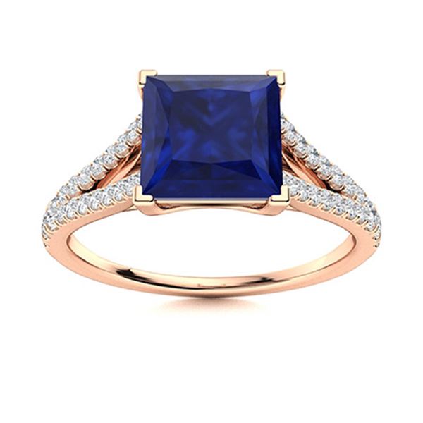 Natural 1.30 CTW Sapphire & Diamond Engagement Ring 18K Rose Gold