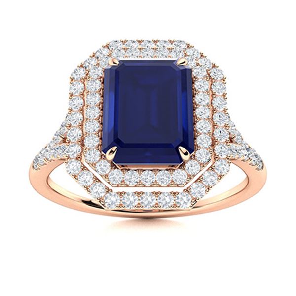 Natural 1.98 CTW Sapphire & Diamond Engagement Ring 14K Rose Gold