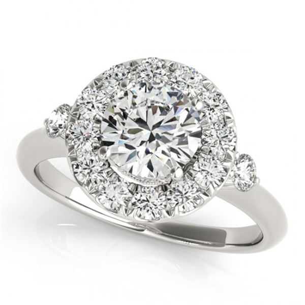 Natural 1.5 ctw Diamond Solitaire Halo Ring 14k White Gold