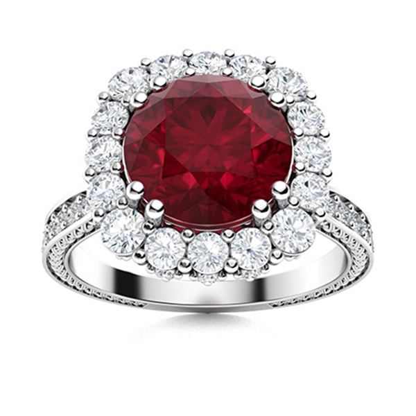 Natural 2.97 CTW Ruby & Diamond Engagement Ring 14K White Gold