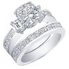 Image 1 : Natural 3.22 CTW Cushion Cut & Channel Set Princess Cut Diamond Bridal Set 14KT White Gold
