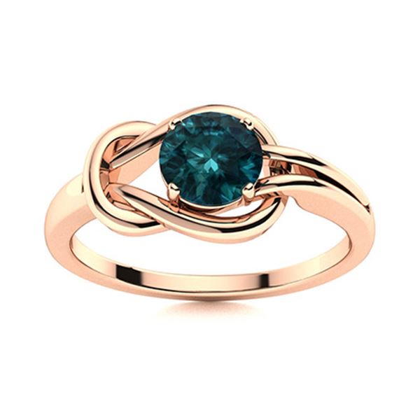 Natural 1.02 CTW Blue Diamond Solitaire Ring 18K Rose Gold