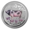 Image 1 : 2019 Australia 1 kilo Silver Lunar Pig (Gemstone Eye)