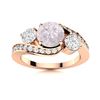 Image 1 : Natural 1.41 CTW Rose Quartz & Diamond Engagement Ring 14K Rose Gold