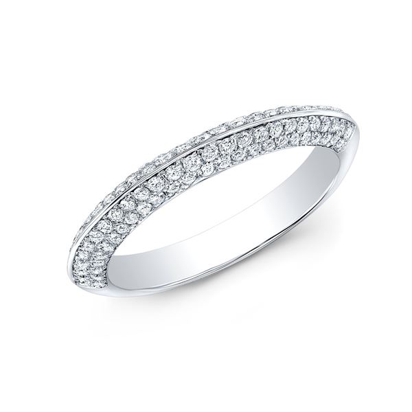Natural 0.52 CTW Knife Edge Micro Pave Wedding Band Anniversary Ring 18KT White Gold