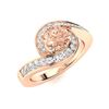 Image 2 : Natural 1.09 CTW Morganite & Diamond Engagement Ring 14K Rose Gold
