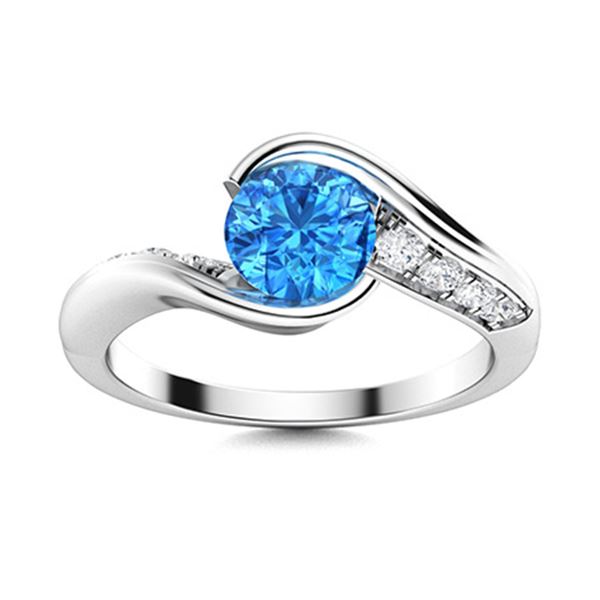 Natural 0.92 CTW Topaz & Diamond Engagement Ring 18K White Gold