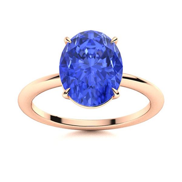 Natural 3.06 CTW Ceylon Sapphire Solitaire Ring 14K Rose Gold