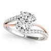 Image 1 : Natural 0.85 ctw Diamond Bypass Solitaire Ring 14k 2Tone Gold