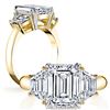 Image 1 : Natural 2.02 CTW Emerald Cut & Trapezoid 3-Stone Diamond Ring 14KT Yellow Gold