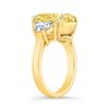 Image 1 : Natural 8.02 CTW Canary Light Yellow Cushion Cut & Half Moons Diamond Ring 18KT Yellow Gold