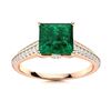 Image 1 : Natural 1.10 CTW Emerald & Diamond Engagement Ring 18K Rose Gold