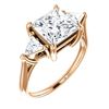 Image 1 : Natural 3.32 CTW 3-Stone Princess Cut & Trillions Diamond Ring 18KT Rose Gold