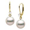 Image 1 : Japanese Akoya Pearl and Diamond Leverback Dangle Earrings