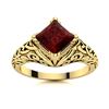 Image 1 : Natural 1.10 CTW Garnet Solitaire Ring 18K Yellow Gold