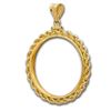 Image 1 : 14K Gold Screw-Top Rope Polished Coin Bezel - 34.2 mm