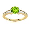 Image 1 : Natural 0.96 CTW Peridot & Diamond Engagement Ring 18K Yellow Gold