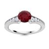 Image 1 : Natural 1.05 CTW Ruby & Diamond Engagement Ring 14K White Gold
