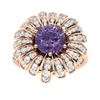 Image 1 : Natural 1.71 CTW Iolite & Diamond Engagement Ring 18K Rose Gold