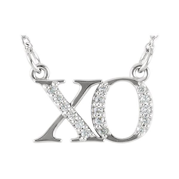 Natural 0.09 CTW Diamond "XO" Expression Pendant Necklace 14KT White Gold
