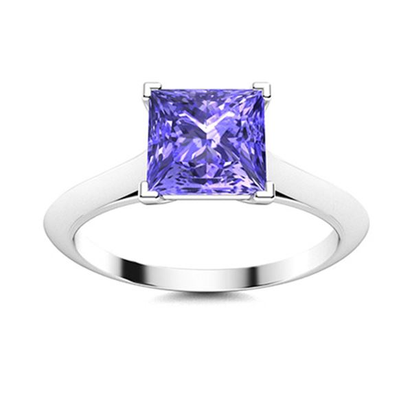 Natural 1.29 CTW Tanzanite Solitaire Ring 18K White Gold