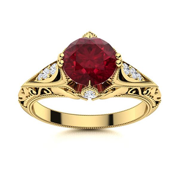 Natural 2.38 CTW Ruby & Diamond Engagement Ring 14K Yellow Gold