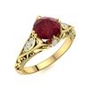 Image 2 : Natural 2.38 CTW Ruby & Diamond Engagement Ring 14K Yellow Gold