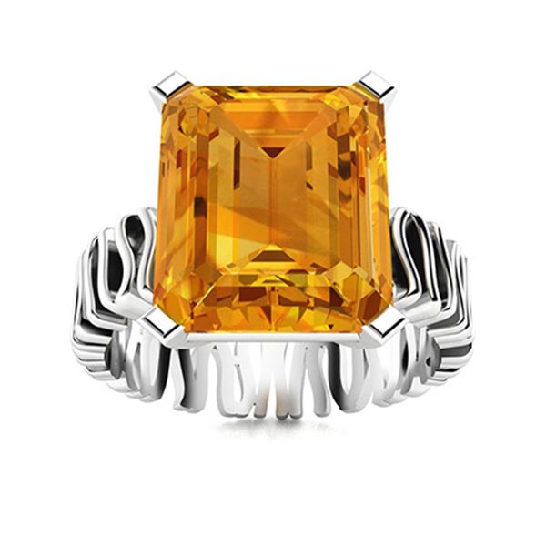 Natural 2.57 CTW Citrine Solitaire Ring 18K White Gold